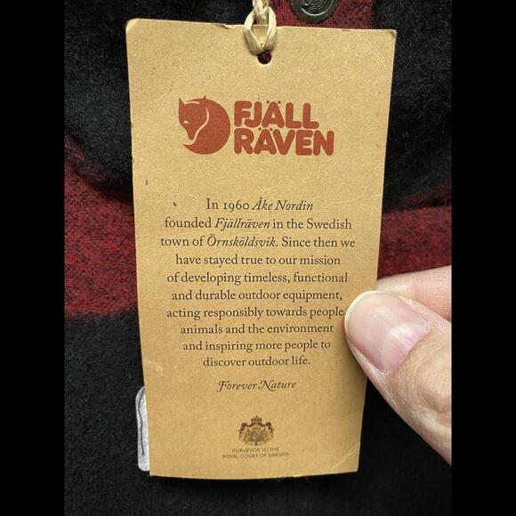 Fallj Raven Womens Red-Black Button-Up Flannel Coat Swedish Wool Cozy Sz L NWT - Picture 8 of 15